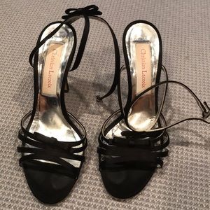Satin black sandal